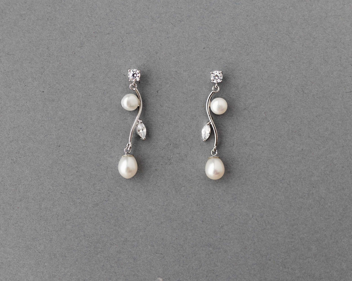 Ivory Pearl Vine Earrings - Earrings - Cassandra Lynne