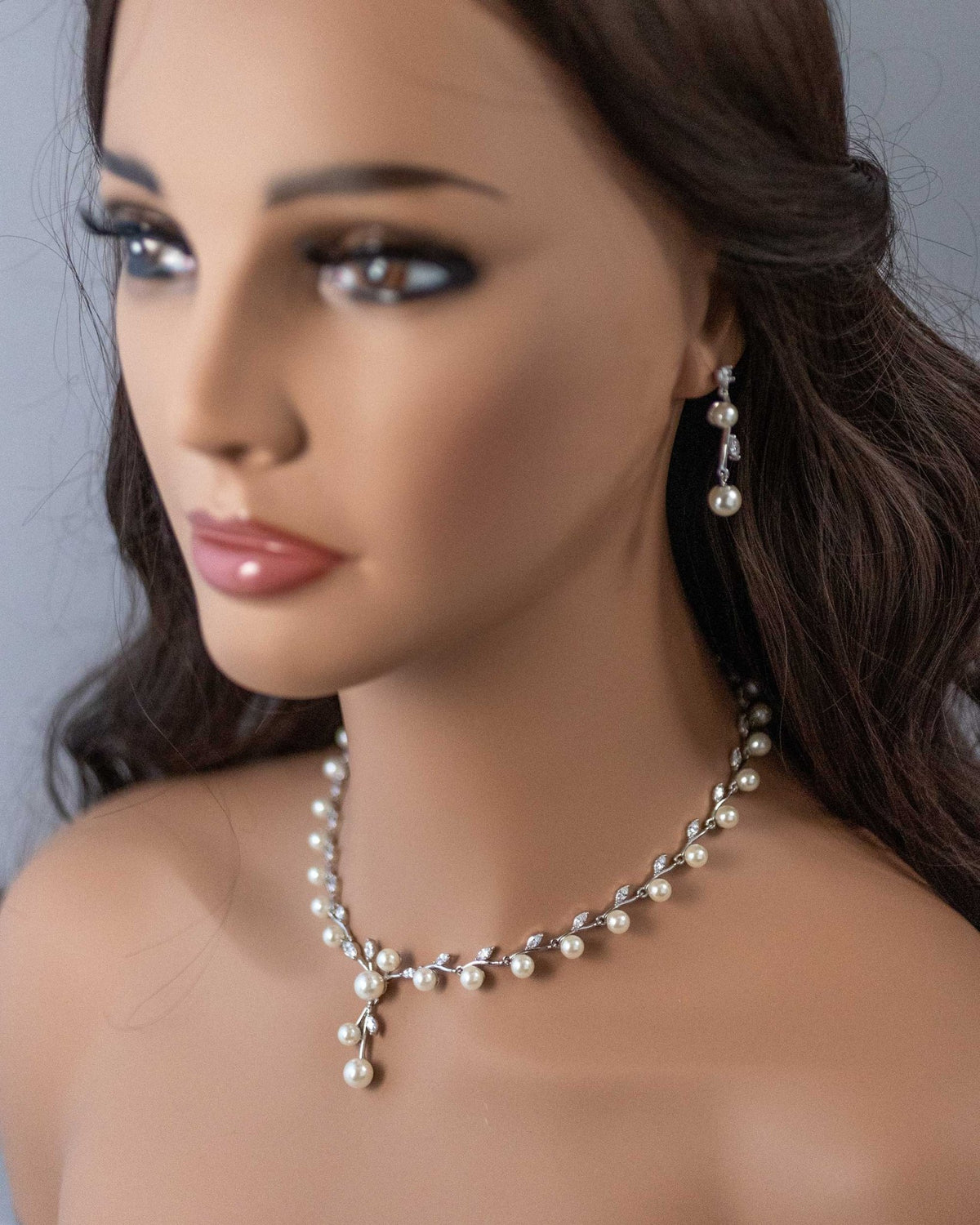 Ivory Pearl Vines Wedding Necklace and Earrings - Necklace Set - Cassandra Lynne