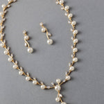 Ivory Pearl Vines Wedding Necklace and Earrings - Necklace Set - Cassandra Lynne