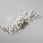 Ivory Pearls and Opal Bridal Comb - Hair Comb - Cassandra Lynne