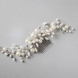 Ivory Pearls and Opal Bridal Comb - Hair Comb - Cassandra Lynne