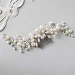Ivory Pearls and Opal Bridal Comb - Hair Comb - Cassandra Lynne