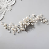 Ivory Pearls and Opal Bridal Comb - Hair Comb - Cassandra Lynne