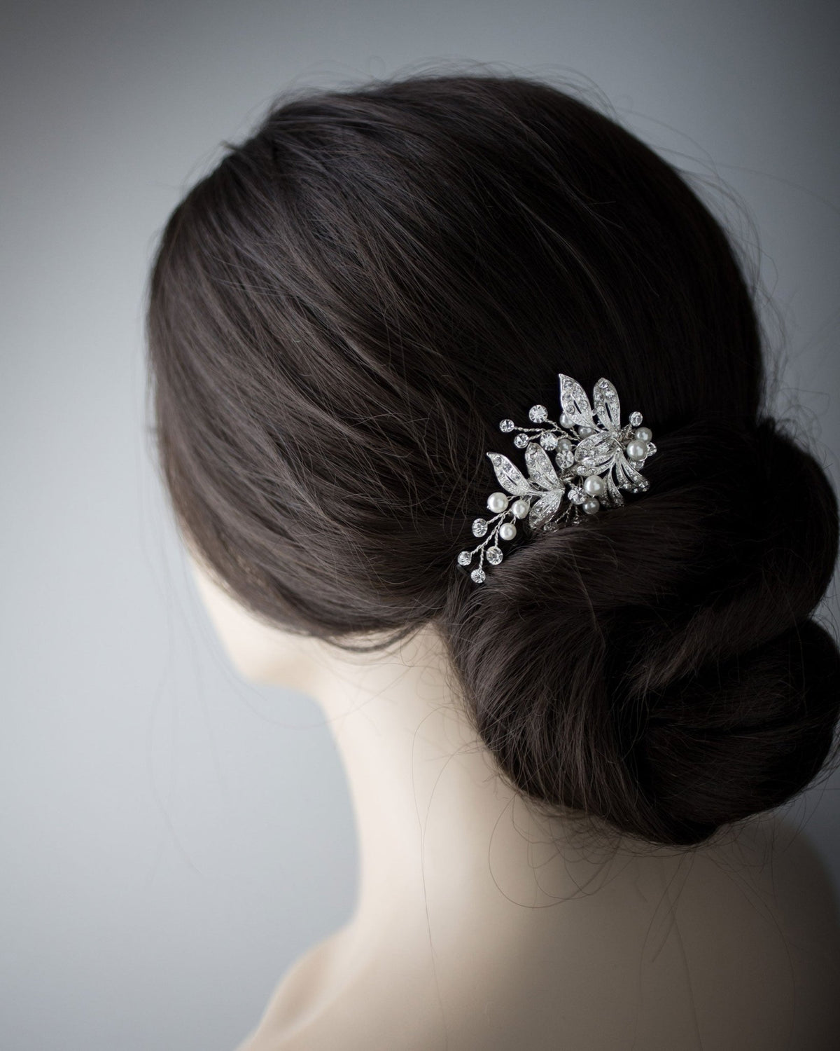 Ivory Pearls and Silver Leaves Mini Clip - Hair Clips - Cassandra Lynne