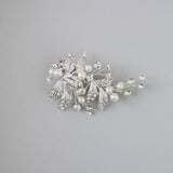 Ivory Pearls and Silver Leaves Mini Clip - Hair Clips - Cassandra Lynne