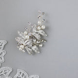 Ivory Pearls and Silver Leaves Mini Clip - Hair Clips - Cassandra Lynne