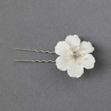 Ivory Porcelain Flower Pearl Hair Pin - Hair Pins - Cassandra Lynne