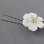 Ivory Porcelain Flower Pearl Hair Pin - Hair Pins - Cassandra Lynne