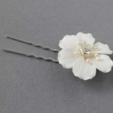 Ivory Porcelain Flower Pearl Hair Pin - Hair Pins - Cassandra Lynne