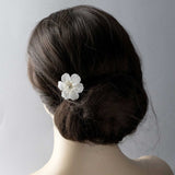 Ivory Porcelain Flower Pearl Hair Pin - Hair Pins - Cassandra Lynne
