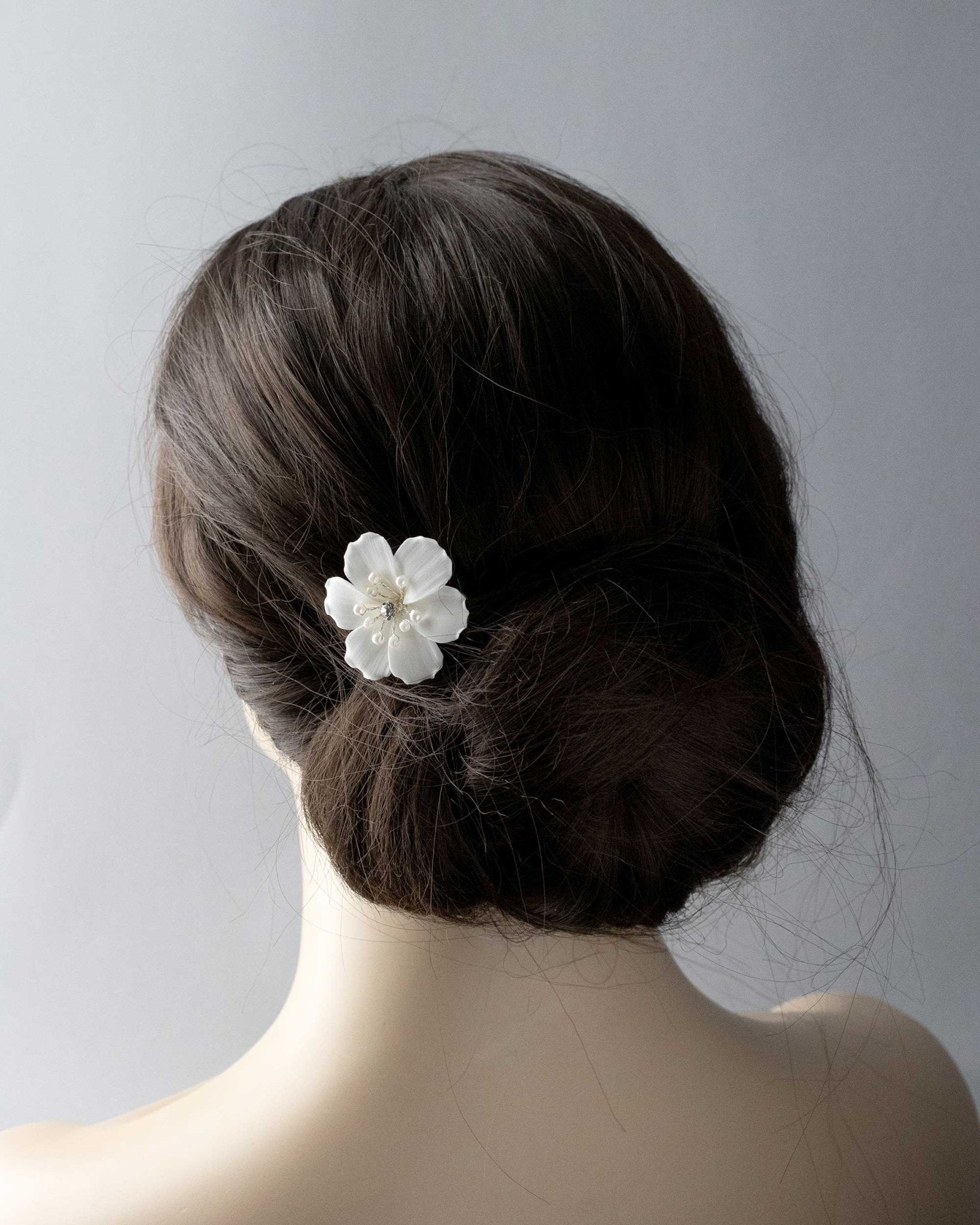 Ivory Porcelain Flower Pearl Hair Pin - Hair Pins - Cassandra Lynne