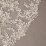 Delicate Floral Applique with Reverse Scallop Edge Cathedral Veil - Cassandra Lynne