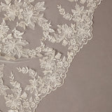 Delicate Floral Applique with Reverse Scallop Edge Cathedral Veil - Cassandra Lynne