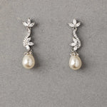 Ivory Teardrop Pearl CZ Vine Earrings - Earrings - Cassandra Lynne