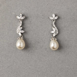 Ivory Teardrop Pearl CZ Vine Earrings - Earrings - Cassandra Lynne