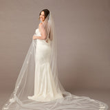 Simple Vine Lace Cathedral Bridal Veil Cathedral Length - Cassandra Lynne