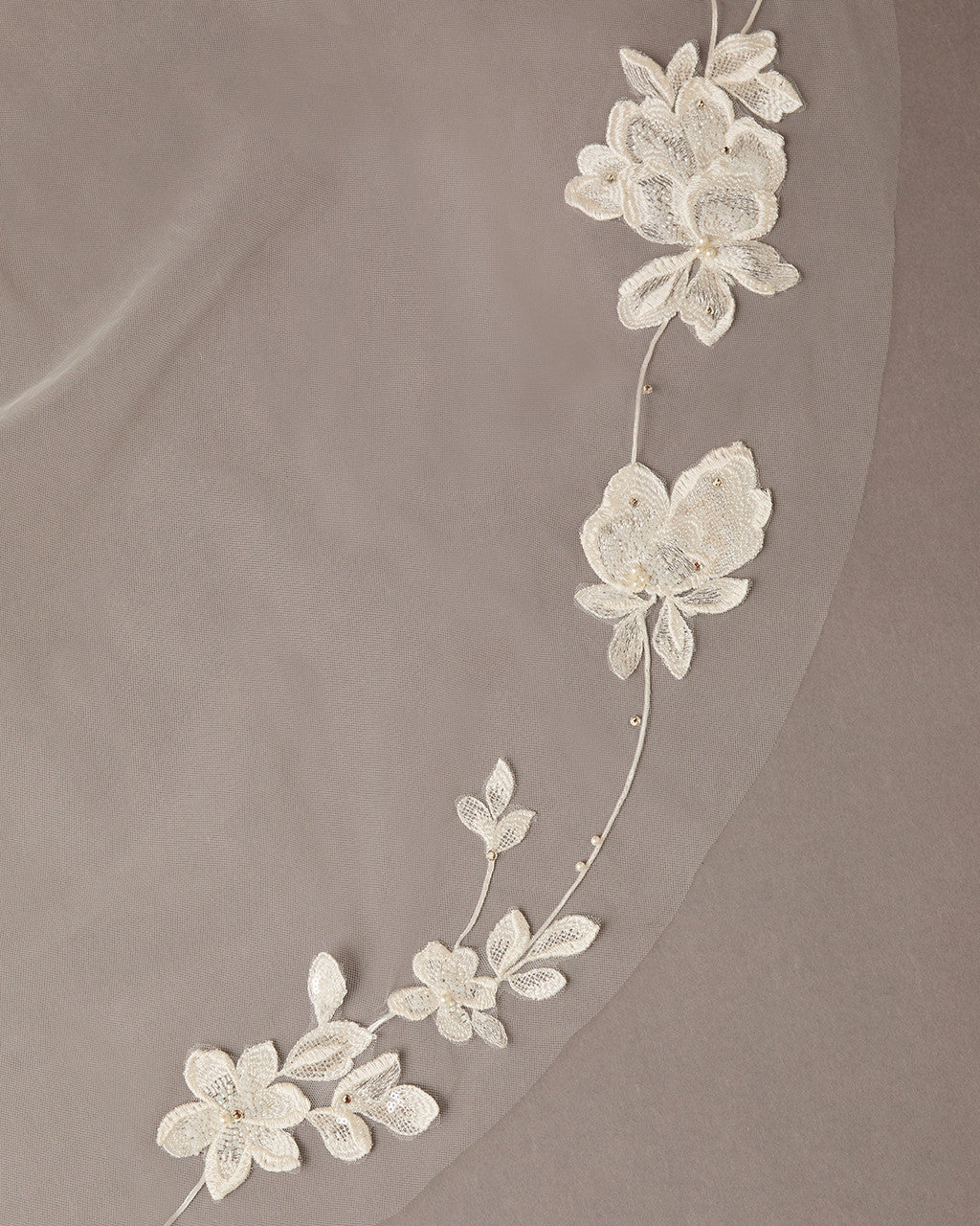 Simple Vine Lace Cathedral Bridal Veil Cathedral Length - Cassandra Lynne