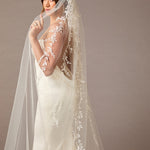 Cathedral Veil with Beaded Appliques at the Comb Cathedra Length - Cassandra Lynne