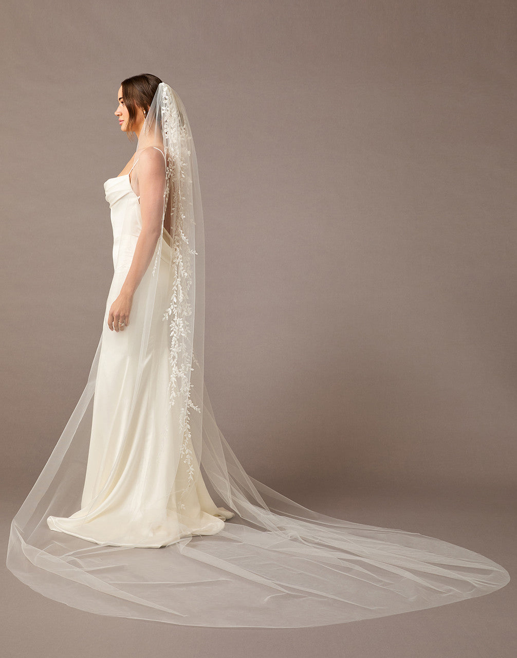 Cathedral Veil with Beaded Appliques at the Comb Cathedra Length - Cassandra Lynne