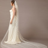 Cathedral Veil with Beaded Appliques at the Comb Cathedra Length - Cassandra Lynne