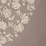 Lace Beaded Waltz Mantilla Wedding Veil Delicate floral lace pattern on a beige background