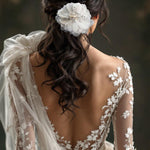 Large Bridal Hair Flower with Pearl Center - Hair Flower - Cassandra Lynne