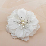 Large Bridal Hair Flower with Pearl Center - Hair Flower - Cassandra Lynne