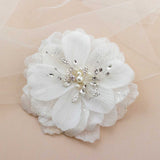 Large Bridal Hair Flower with Pearl Center - Hair Flower - Cassandra Lynne
