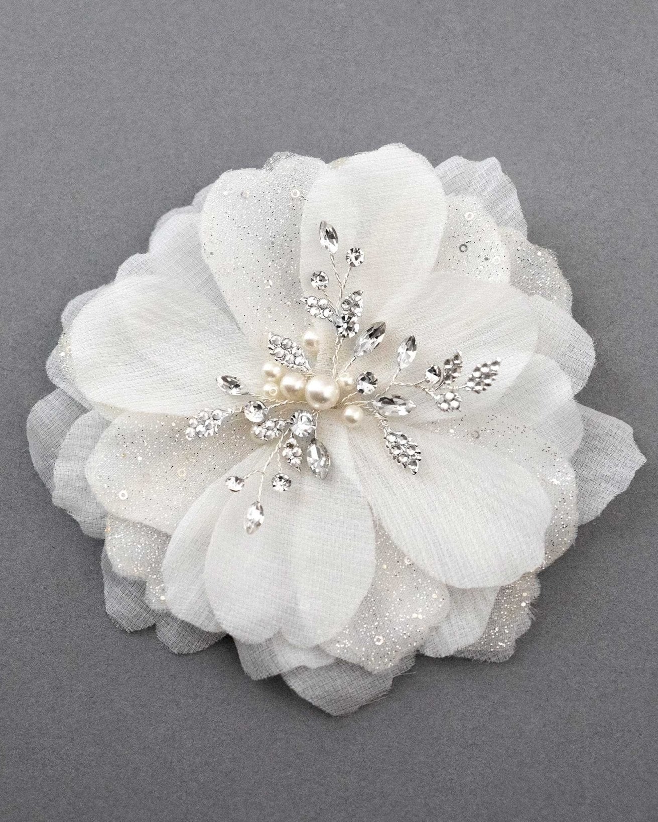 Large Bridal Hair Flower with Pearl Center - Hair Flower - Cassandra Lynne