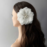 Large Bridal Hair Flower with Pearl Center - Hair Flower - Cassandra Lynne