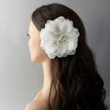 Large Bridal Hair Flower with Pearl Center - Hair Flower - Cassandra Lynne