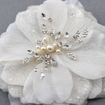 Large Bridal Hair Flower with Pearl Center - Hair Flower - Cassandra Lynne