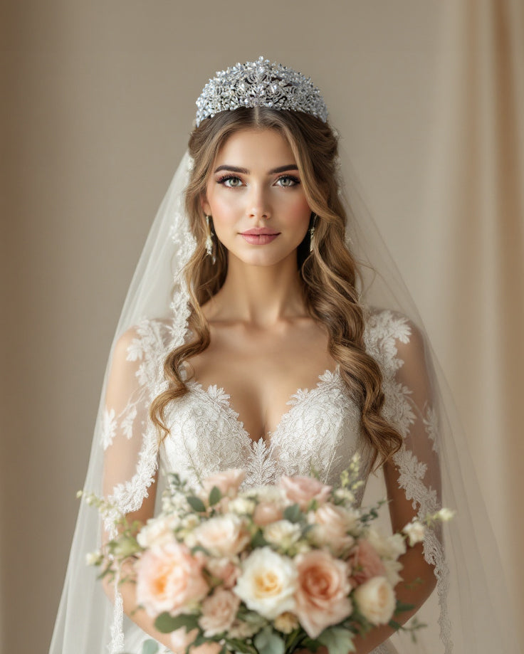 Royal Pearl and Teardrop Crystal Crown