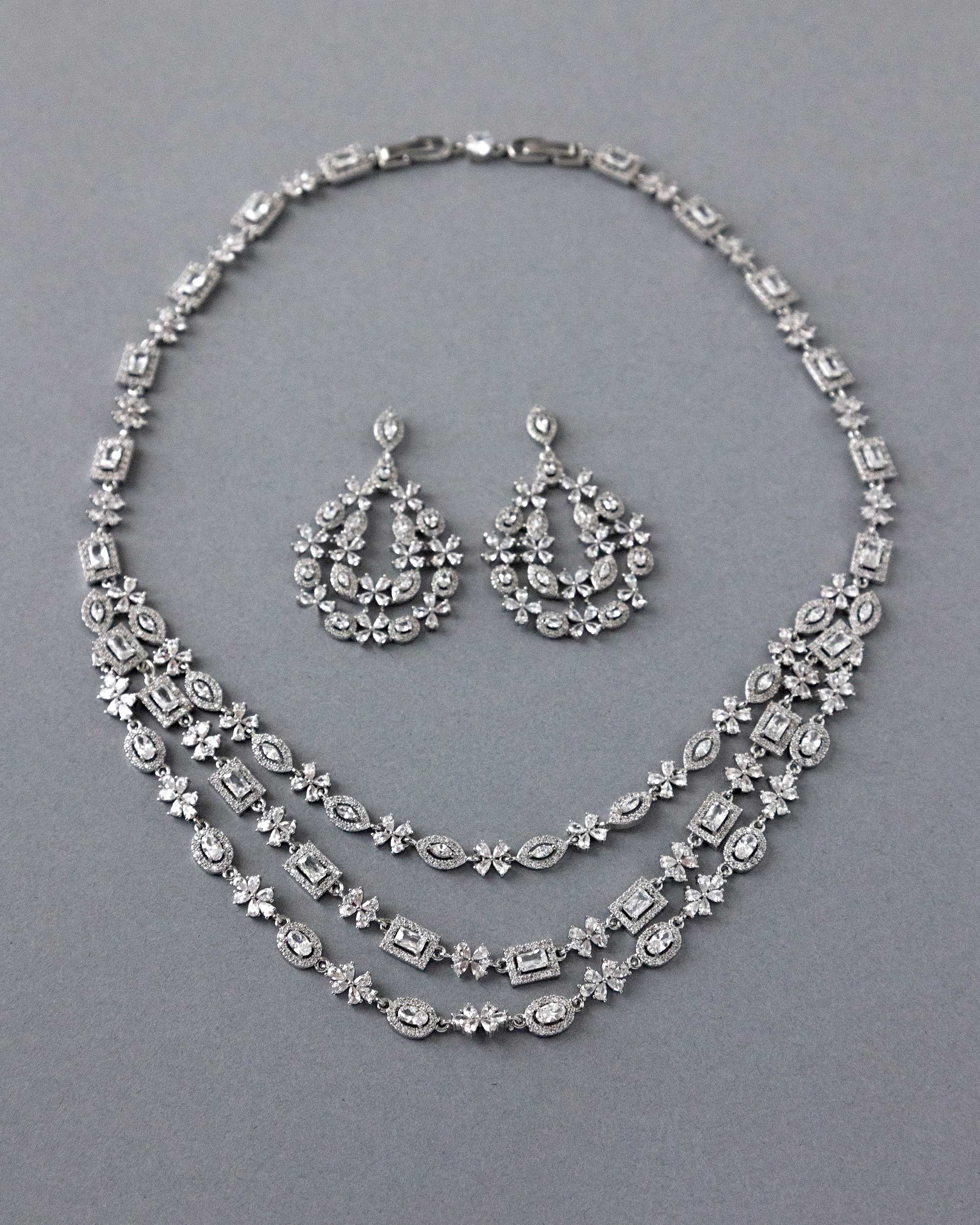 Layered Jewels CZ Bridal Jewelry Set