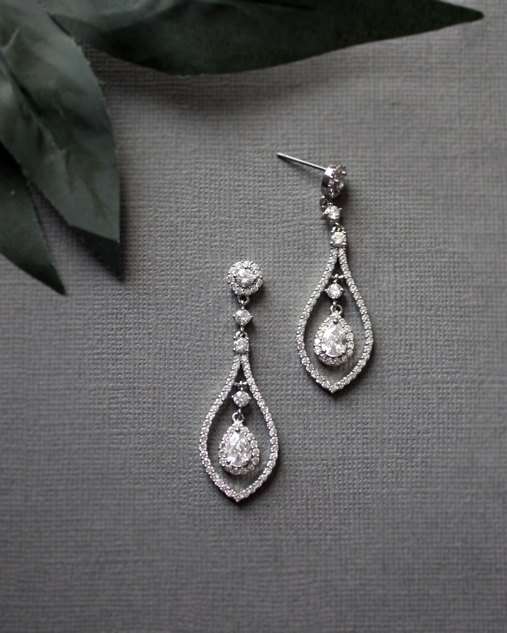 Layered CZ Teardrop Earrings for the Bride - Earrings - Cassandra Lynne