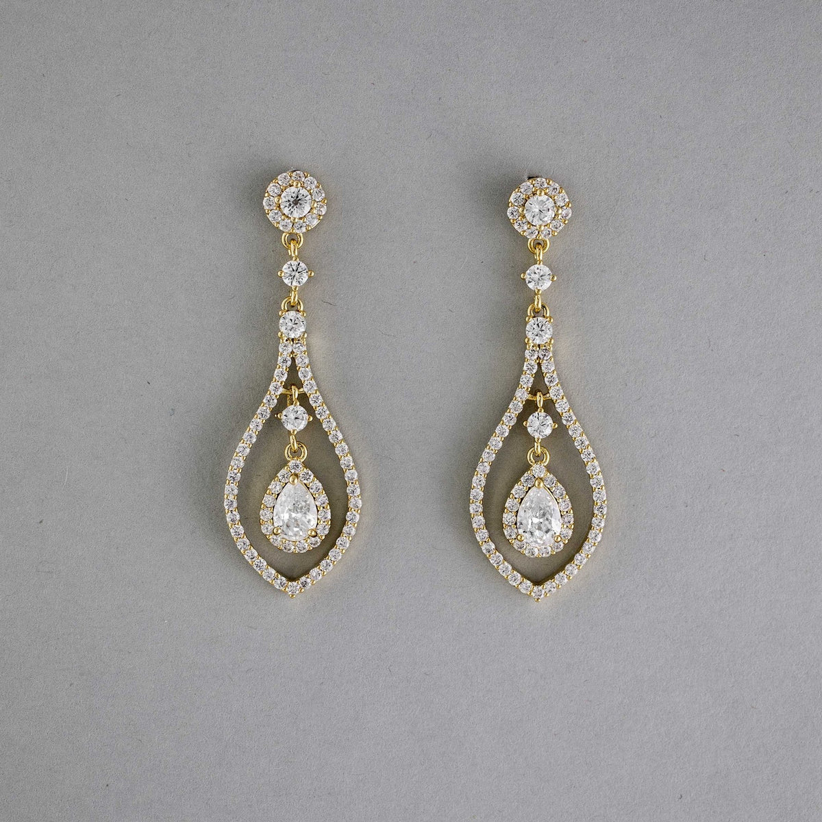 Layered CZ Teardrop Earrings for the Bride - Earrings - Cassandra Lynne