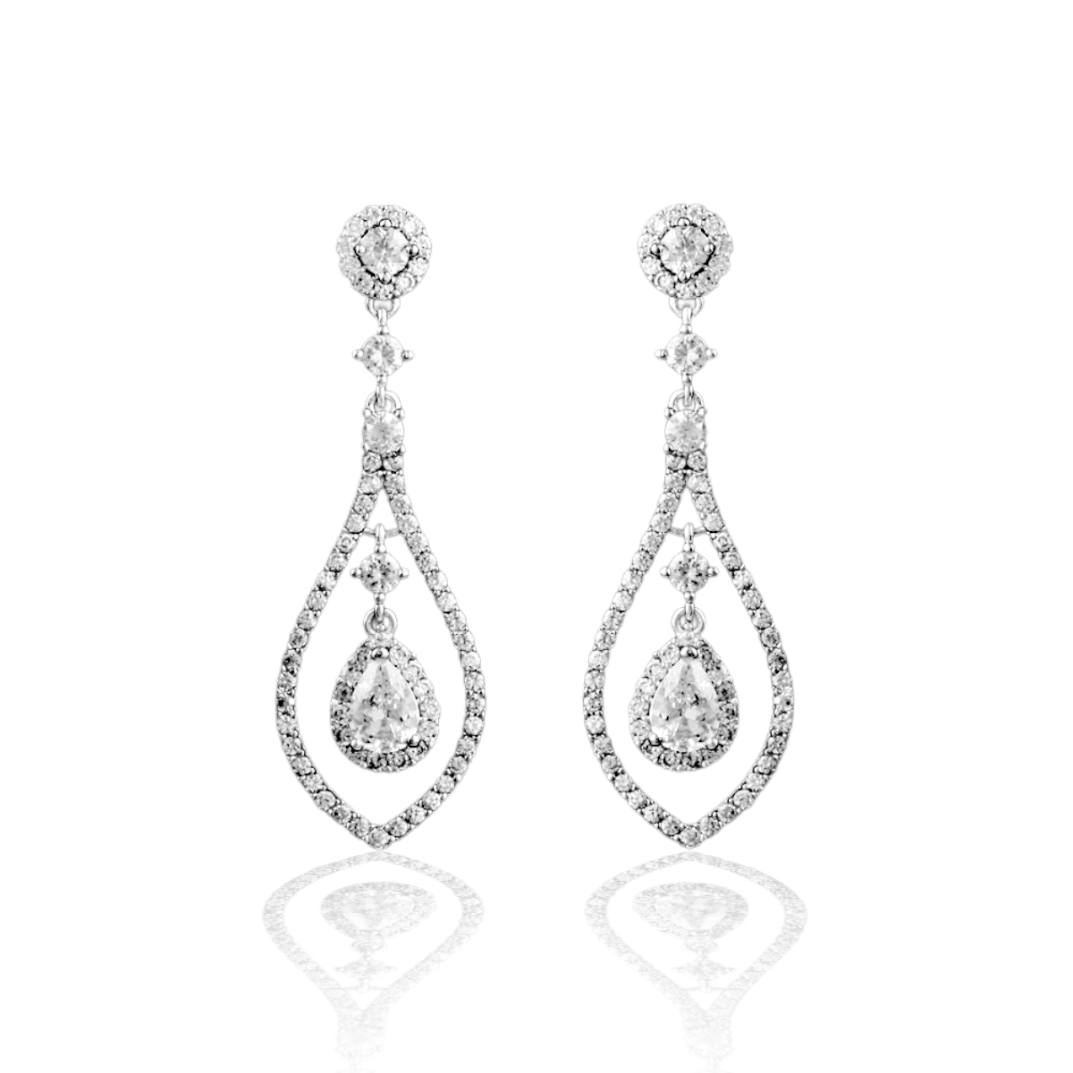 Layered CZ Teadrop Earrings - Cassandra Lynne