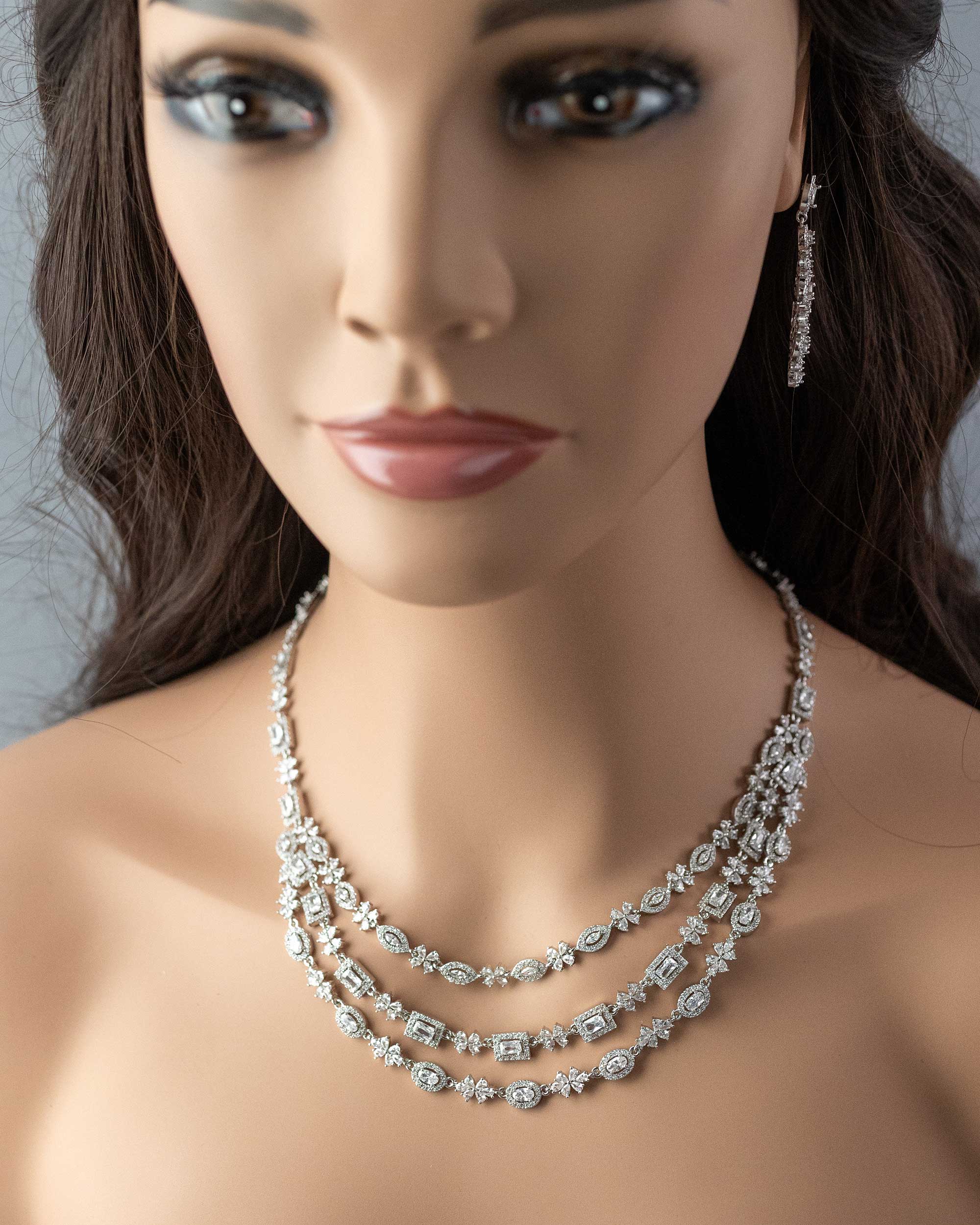 Layered Jewels CZ Bridal Jewelry Set