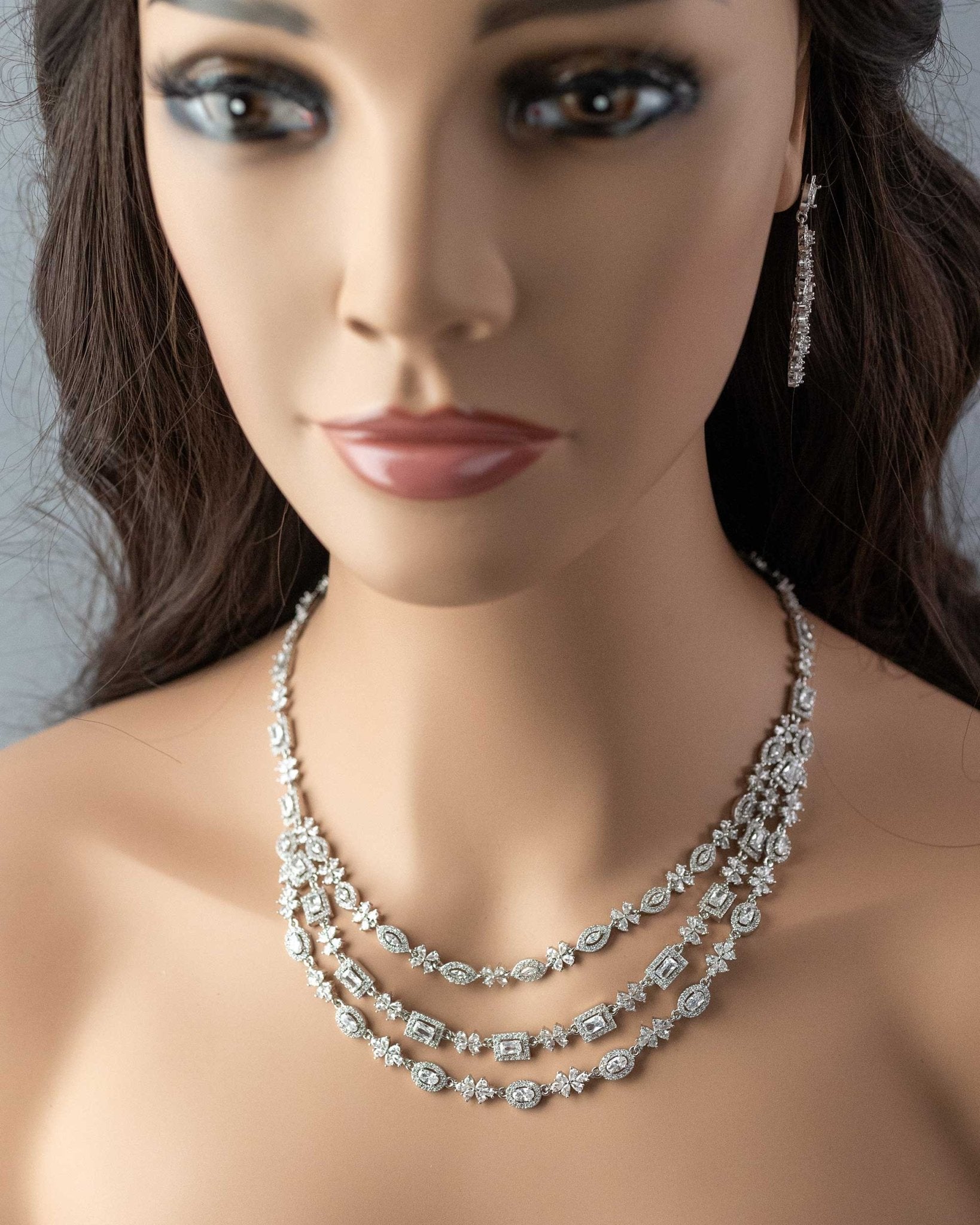 Layered Jewels CZ Bridal Jewelry Set - Necklace Set - Cassandra Lynne