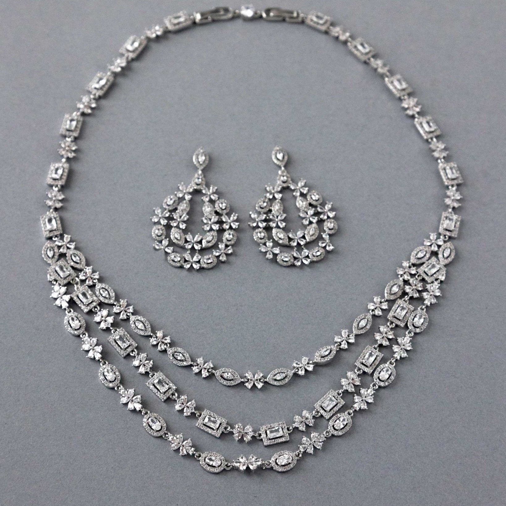 Layered Jewels CZ Bridal Jewelry Set - Necklace Set - Cassandra Lynne