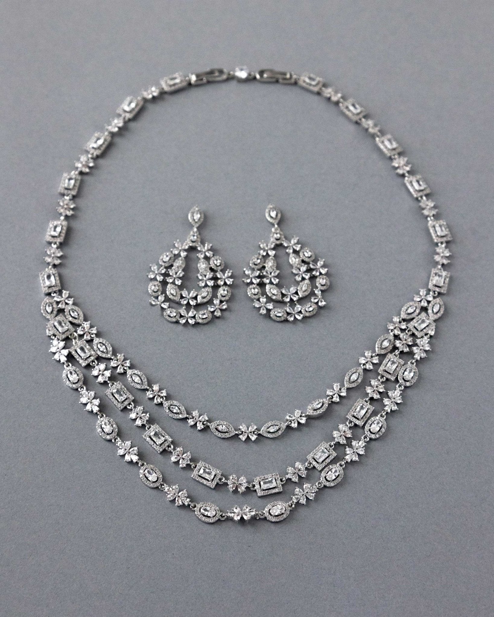 Layered Jewels CZ Bridal Jewelry Set - Necklace Set - Cassandra Lynne