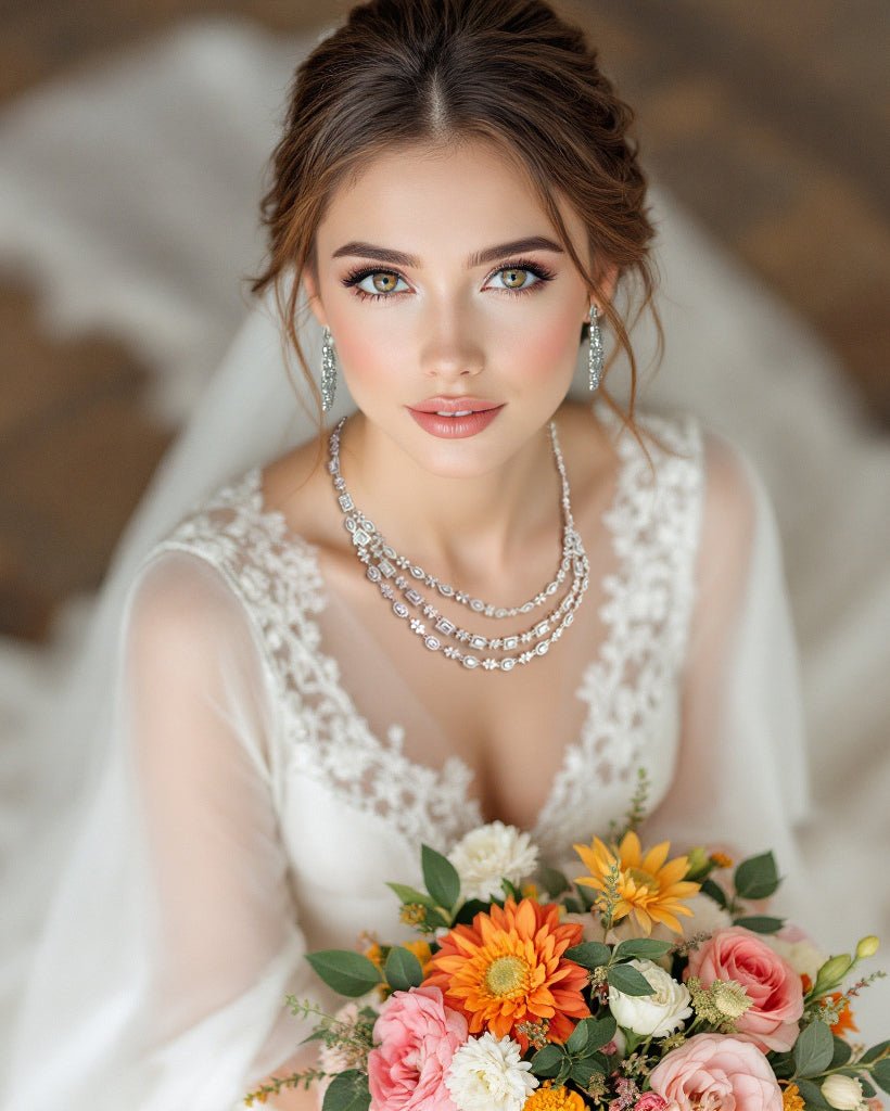 Layered Jewels CZ Bridal Jewelry Set - Necklace Set - Cassandra Lynne