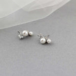 Leaf and Pearl CZ Stud Earrings - Earrings - Cassandra Lynne