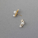 Leaf and Pearl CZ Stud Earrings - Earrings - Cassandra Lynne