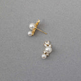Leaf and Pearl CZ Stud Earrings - Earrings - Cassandra Lynne