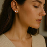 Leaf and Pearl CZ Stud Earrings - Earrings - Cassandra Lynne