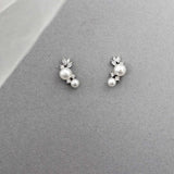 Leaf and Pearl CZ Stud Earrings - Earrings - Cassandra Lynne