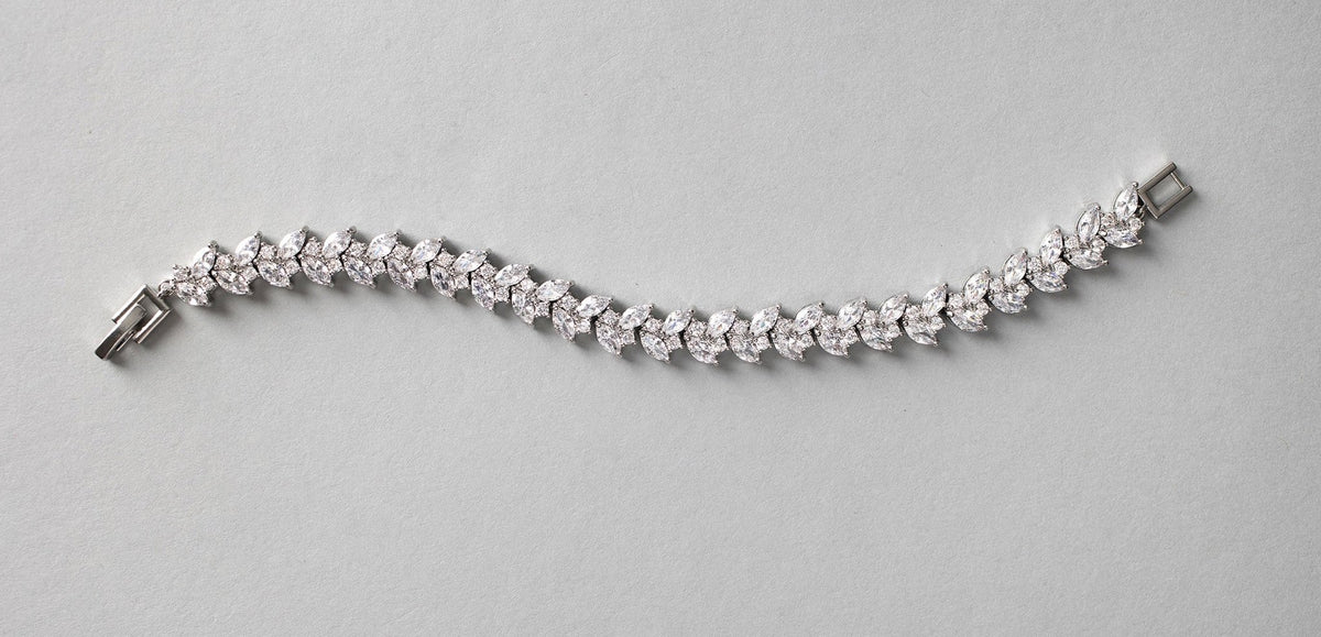 Leaf Bridal Tennis Bracelet of CZ - Bracelet - Cassandra Lynne