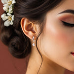 Leaf Pear Drop CZ Pendant & Earrings - Earrings - Cassandra Lynne