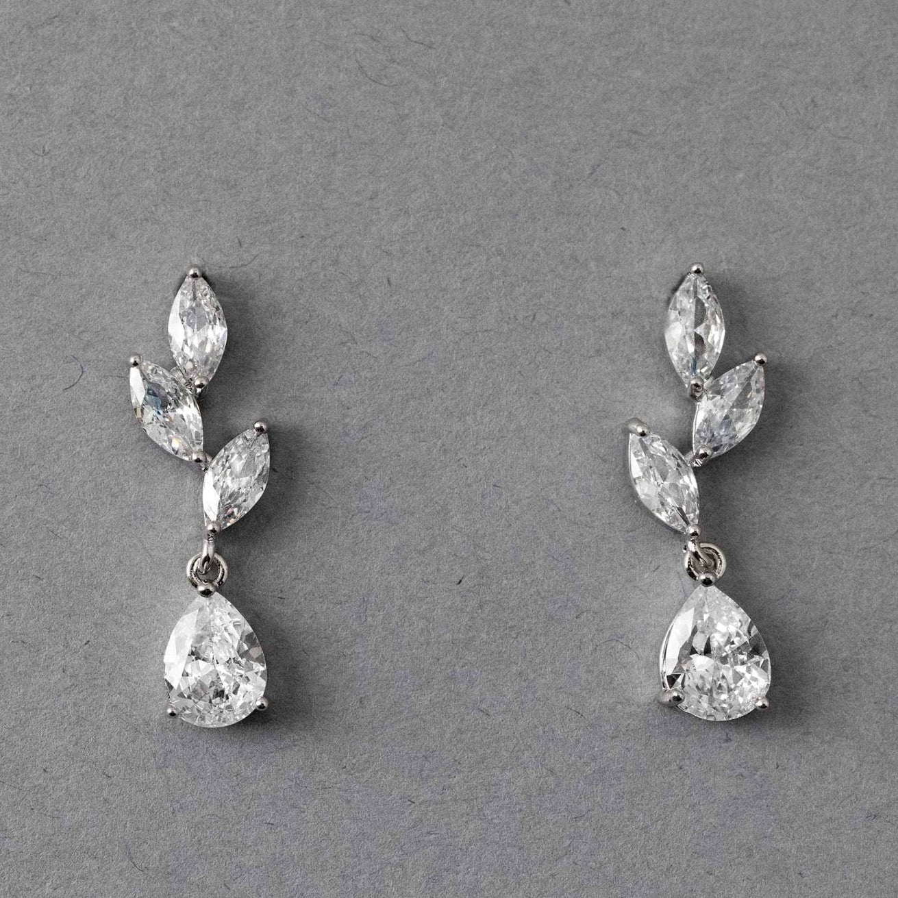 Leaf Pear Drop CZ Pendant & Earrings - Earrings - Cassandra Lynne